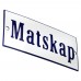 Emaljskylt Matskap vit - blå 12 x 5 cm modell 3-5