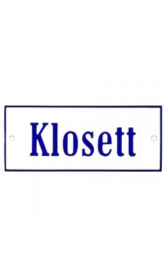 Emaljskylt Klosett vit - blå 12 x 5 cm modell 3-5 Emaljskylt Klosett vit - blå 12 x 5 cm modell 3-5