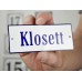 Emaljskylt Klosett vit - blå 12 x 5 cm modell 3-5