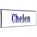 Emaljskylt Chefen vit - blå 12 x 5 cm modell 3-5