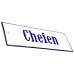 Emaljskylt Chefen vit - blå 12 x 5 cm modell 3-5