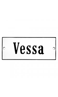 Emaljskylt Vessa vit - svart 12 x 5 cm modell 4-5 Emaljskylt Vessa vit - svart 12 x 5 cm modell 4-5