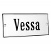 Emaljskylt Vessa vit - svart 12 x 5 cm modell 4-5