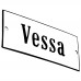 Emaljskylt Vessa vit - svart 12 x 5 cm modell 4-5