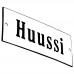Emaljskylt Huussi vit - svart 12 x 5 cm modell 4-5