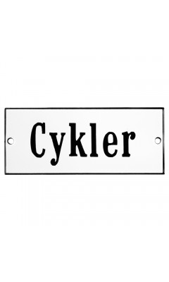 Emaljskylt Cykler vit - svart 12 x 5 cm modell 4-5 Emaljskylt Cykler vit - svart 12 x 5 cm modell 4-5
