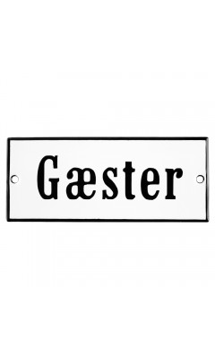 Emaljskylt Gæster vit - svart 12 x 5 cm modell 4-5 Emaljskylt Gæster vit - svart 12 x 5 cm modell 4-5