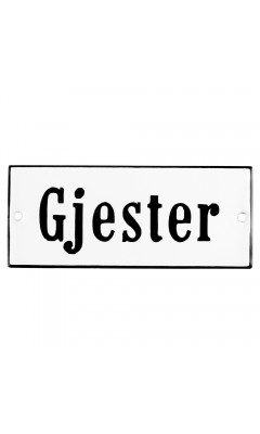 Emaljskylt Gjester vit - svart 12 x 5 cm modell 4-5 Emaljskylt Gjester vit - svart 12 x 5 cm modell 4-5