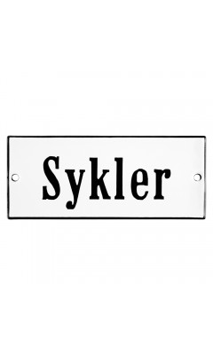 Emaljskylt Sykler vit - svart 12 x 5 cm modell 4-5 Emaljskylt Sykler vit - svart 12 x 5 cm modell 4-5