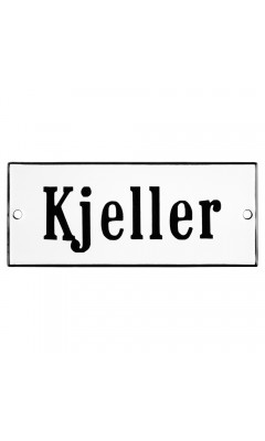 Emaljskylt Kjeller vit - svart 12 x 5 cm modell 4-5 Emaljskylt Kjeller vit - svart 12 x 5 cm modell 4-5