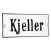 Emaljskylt Kjeller vit - svart 12 x 5 cm modell 4-5