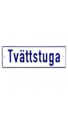Emaljskylt Tvättstuga vit - blå 15 x 5 cm modell 1-5 Emaljskylt Tvättstuga vit - blå 15 x 5 cm modell 1-5