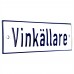 Emaljskylt Vinkällare vit - blå 15 x 5 cm modell 1-5