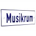 Emaljskylt Musikrum vit - blå 15 x 5 cm modell 1-5
