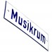 Emaljskylt Musikrum vit - blå 15 x 5 cm modell 1-5