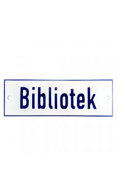 Emaljskylt Bibliotek vit - blå 15 x 5 cm modell 1-5 Emaljskylt Bibliotek vit - blå 15 x 5 cm modell 1-5