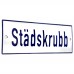 Emaljskylt Städskrubb vit - blå 15 x 5 cm modell 1-5