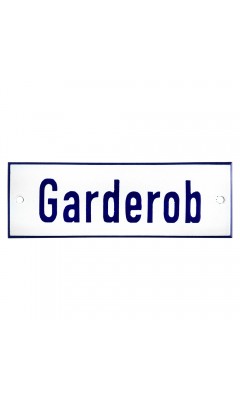 Emaljskylt Garderob vit - blå 15 x 5 cm modell 1-5 Emaljskylt Garderob vit - blå 15 x 5 cm modell 1-5