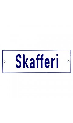 Emaljskylt Skafferi vit - blå 15 x 5 cm modell 1-5 Emaljskylt Skafferi vit - blå 15 x 5 cm modell 1-5