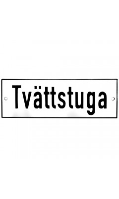 Emaljskylt Tvättstuga vit - svart 15 x 5 cm modell 2-5 Emaljskylt Tvättstuga vit - svart 15 x 5 cm modell 2-5