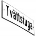 Emaljskylt Tvättstuga vit - svart 15 x 5 cm modell 2-5
