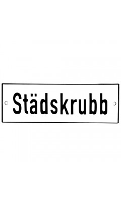 Emaljskylt Städskrubb vit - svart 15 x 5 cm modell 2-5 Emaljskylt Städskrubb vit - svart 15 x 5 cm modell 2-5