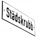Emaljskylt Städskrubb vit - svart 15 x 5 cm modell 2-5