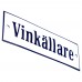 Emaljskylt Vinkällare vit - blå 15 x 5 cm modell 3-5