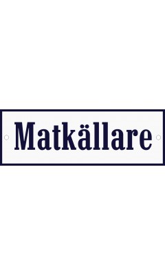 Emaljskylt Matkällare vit - blå 15 x 5 cm modell 3-5 Emaljskylt Matkällare vit - blå 15 x 5 cm modell 3-5