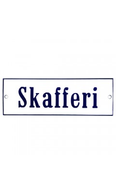 Emaljskylt Skafferi vit - blå 15 x 5 cm modell 3-5 Emaljskylt Skafferi vit - blå 15 x 5 cm modell 3-5