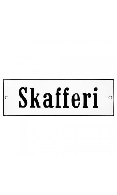 Emaljskylt Skafferi vit - svart 15 x 5 cm modell 4-5 Emaljskylt Skafferi vit - svart 15 x 5 cm modell 4-5
