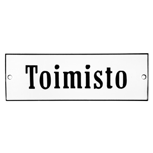 Emaljskylt Toimisto vit - svart 15 x 5 cm modell 4-5