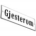 Emaljskylt Gjesterom vit - svart 15 x 5 cm modell 4-5