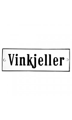 Emaljskylt Vinkjeller vit - svart 15 x 5 cm modell 4-5 Emaljskylt Vinkjeller vit - svart 15 x 5 cm modell 4-5