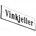 Emaljskylt Vinkjeller vit - svart 15 x 5 cm modell 4-5