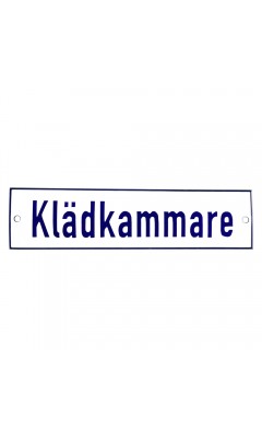 Emaljskylt Klädkammare vit - blå 20 x 5 cm modell 1-5 Emaljskylt Klädkammare vit - blå 20 x 5 cm modell 1-5