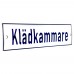Emaljskylt Klädkammare vit - blå 20 x 5 cm modell 1-5