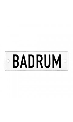 Emaljskylt BADRUM vit - svart 10 x 3 cm modell 20-5 Emaljskylt BADRUM vit - svart 10 x 3 cm modell 20-5