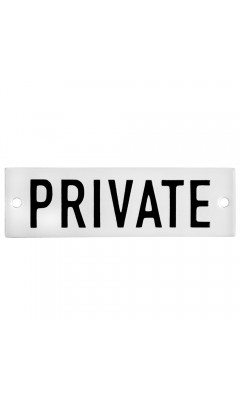 Emaljskylt PRIVATE vit - svart 10 x 3 cm modell 20-5 Emaljskylt PRIVATE vit - svart 10 x 3 cm modell 20-5