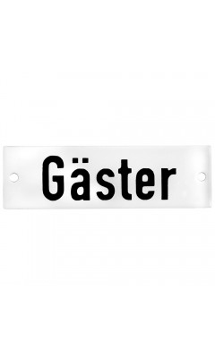 Emaljskylt Gäster vit - svart 10 x 3 cm modell 20-5 Emaljskylt Gäster vit - svart 10 x 3 cm modell 20-5