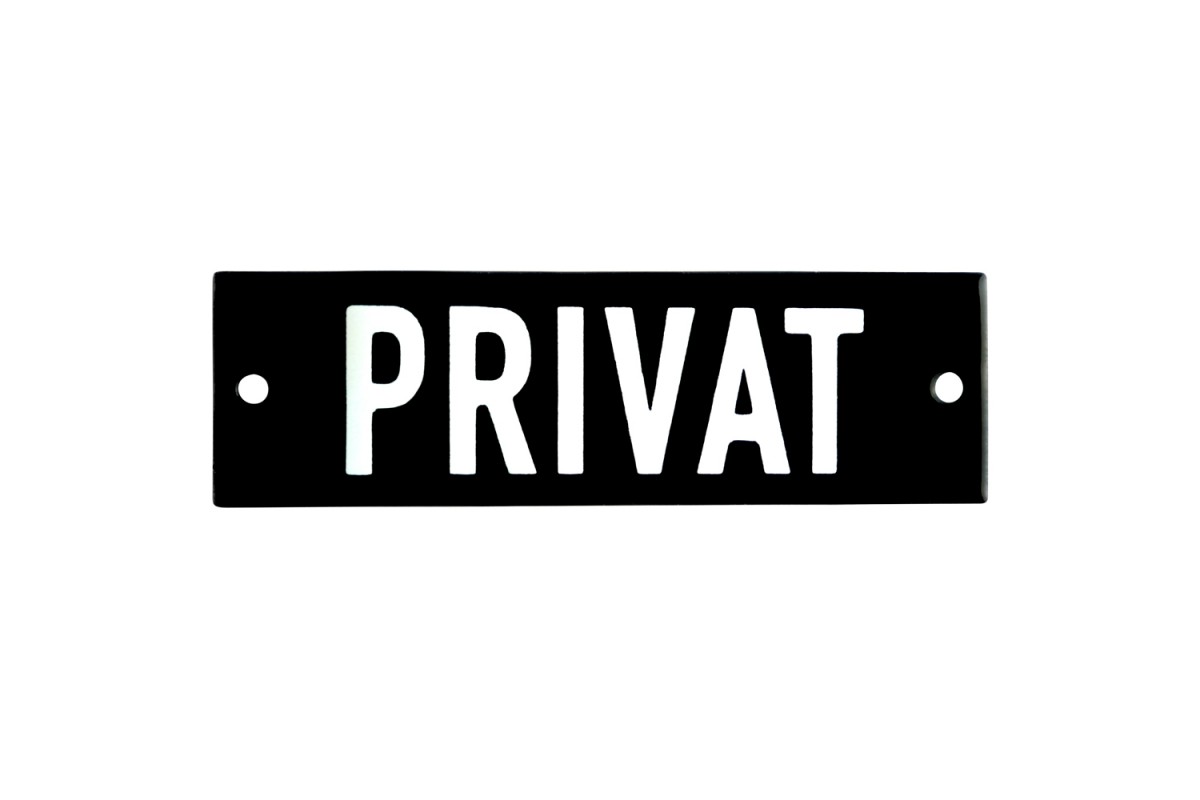 Emaljskylt PRIVAT svart - vit 10 x 3 cm modell 21-5 Emaljskylt PRIVAT svart - vit 10 x 3 cm modell 21-5