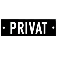 Emaljskylt PRIVAT svart - vit 10 x 3 cm modell 21-5