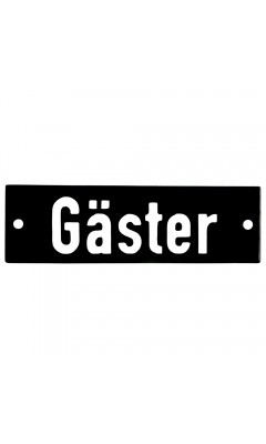 Emaljskylt Gäster svart - vit 10 x 3 cm modell 21-5 Emaljskylt Gäster svart - vit 10 x 3 cm modell 21-5