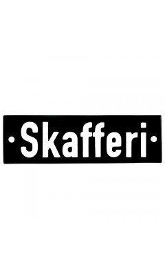 Emaljskylt Skafferi svart - vit 10 x 3 cm modell 21-5 Emaljskylt Skafferi svart - vit 10 x 3 cm modell 21-5