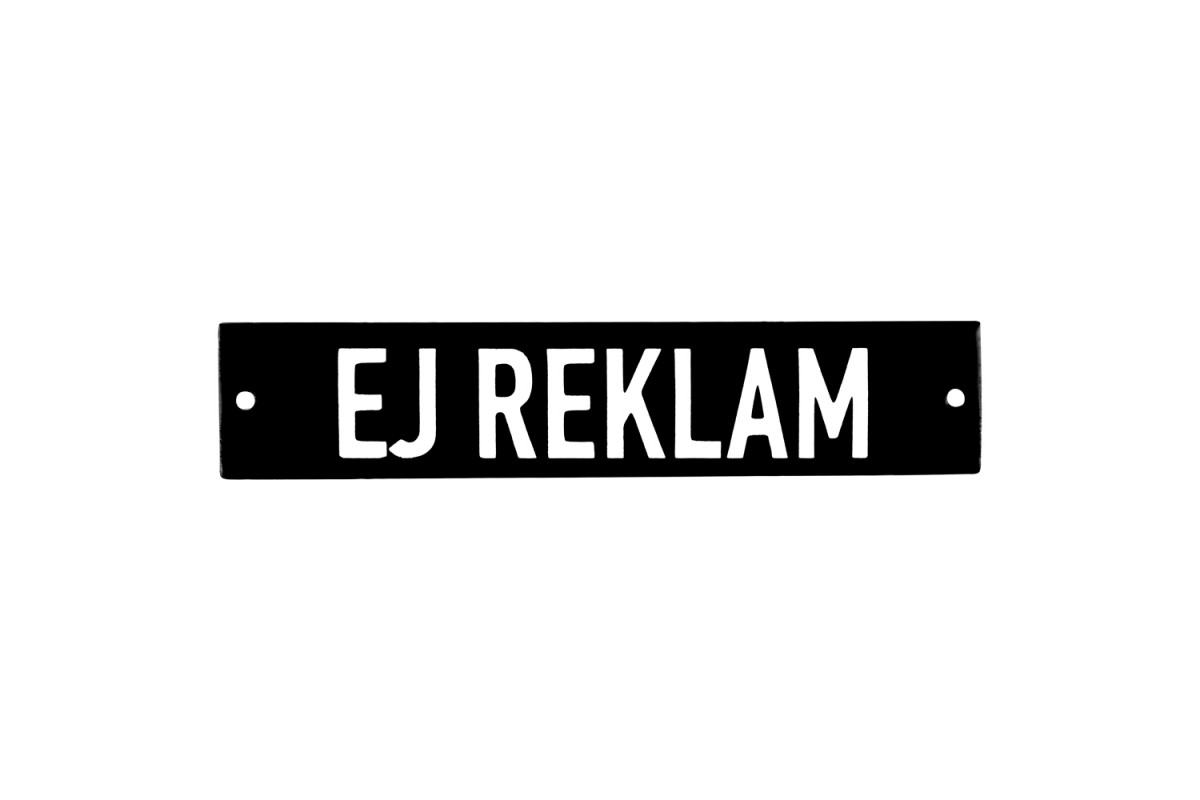 Emaljskylt EJ REKLAM svart - vit 15 x 3 cm modell 21-5 Emaljskylt EJ REKLAM svart - vit 15 x 3 cm modell 21-5