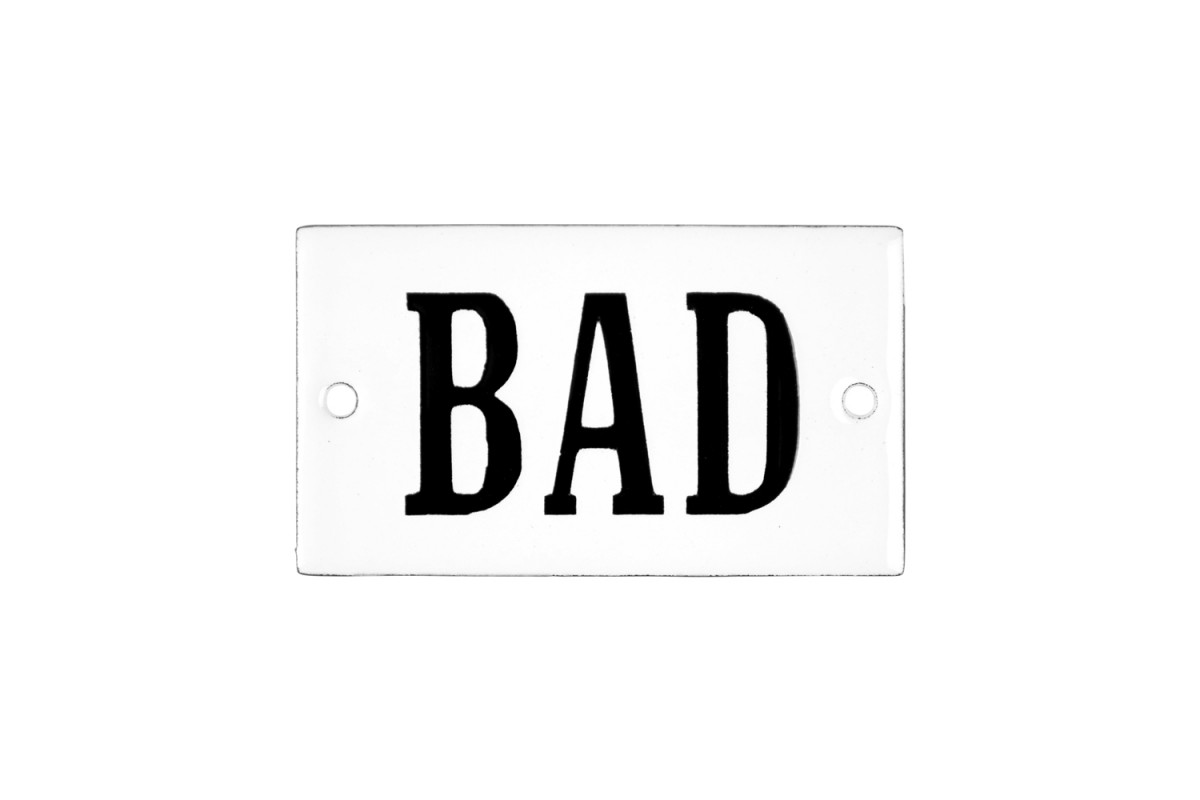 Emaljskylt BAD vit - svart 7 x 4 cm modell 22-5 Emaljskylt BAD vit - svart 7 x 4 cm modell 22-5