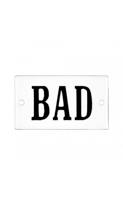 Emaljskylt BAD vit - svart 7 x 4 cm modell 22-5 Emaljskylt BAD vit - svart 7 x 4 cm modell 22-5