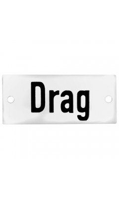 Emaljskylt Drag vit - svart 7 x 3 cm modell 20-5 Emaljskylt Drag vit - svart 7 x 3 cm modell 20-5