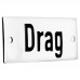 Emaljskylt Drag vit - svart 7 x 3 cm modell 20-5 Emaljskylt Drag vit - svart 7 x 3 cm modell 20-5