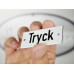 Emaljskylt Tryck vit - svart 7 x 3 cm modell 20-5